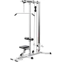 Gorilla Sports Latzugstation - Verstellbar, 120x56x195cm, inkl. Gerade Stange und Latzugstange, 30mm, Weiß - Latzugturm, Fitnessstation