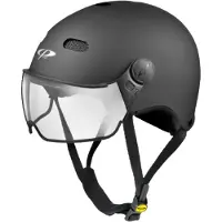 CP Carachillo Urban Fahrradhelm mit Visier (clear) Gr. S (53-55 cm) - Radhelm Bikehelm Schutzhelm Fahrrad Bike Helm Unisex black soft touch