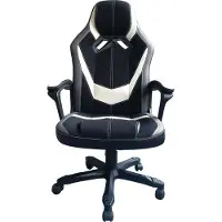 Jet-Line Bürostuhl, Chef Sessel , Drehstuhl, Büroausstattung, Home Office , Gamingchair, mit Wipp Mechanik, gepolsterte Armlehnen, Farbe: schwarz-weiß ,Modell: Treviso PolyurethanMesh von