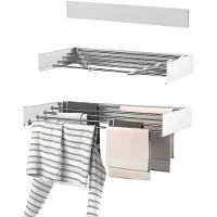 Wasophoogte Wäscheständer Ausziehbar, wäscheständer wand, 4m Trockenlänge, Klappbarr Waschetrockner 80cm, Weiß - 2 pièces