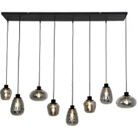 Steinhauer Pendelleuchte Reflexion 8-flammig Schwarz Matt/ Rauchglas 145x30cm