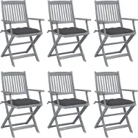 vidaXL Möbel Klappbare Gartenstühle 6 Stk. mit Kissen Massivholz Akazie - Gartensessel 3065422