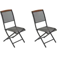 Merxx Gartensessel Patmos 2er Set, klappbar - Stahl/Akazie