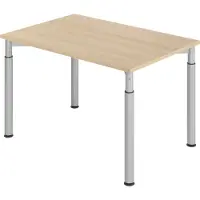 Bümö Schreibtisch Serie-Y - Gestell: Silber, Größe: 120 x 80 cm, Nachbildung: Eiche