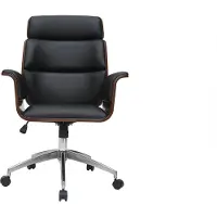 Miliboo - Design-Bürosessel schwarz und dunkles Holz ELON