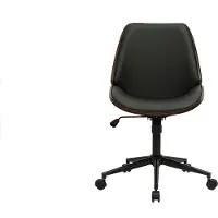 Miliboo - Schreibtischstuhl mit schwarzen Rollen und dunklem Holz DOUGLAS