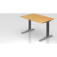 Proregal - Büromöbel mit top Leistungsdaten Schreibtisch Mika | Buche | Graues Gestell poliert | BxT 120x80cm | Arbeitshöhe 65-85cm | höhenjustierbar, 1cm Raster | C-Fuß-Gestell | Rechteckform