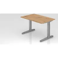 Proregal - Büromöbel mit top Leistungsdaten Schreibtisch Mika | Asteiche | Silber Gestell | BxT 120x80cm | Arbeitshöhe 65-85cm | höhenjustierbar, 1cm Raster | C-Fuß-Gestell | Rechteckform