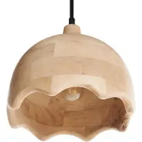 Beliani Hängelampe Hellbraun aus Holz Rundes Design Modern Boho Stil Hängeleuchte Pendelleuchte Esszimmerlampe Esstischlampe Wohnzimmerlampe