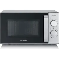 Severin MW 7576, Arbeitsplatte, Grill-Mikrowelle, 20 l, 800 W, Drehregler, Schwarz, Silber, Edelstahl, Weiß