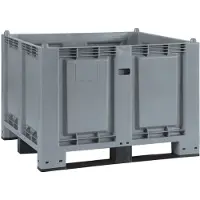 BRB-Lagertechnik Palettenbox mit 3 Kufen, LxBxH 1200x800x850 mm, Boden/Wände geschlossen, grau