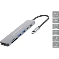 Conceptronic DONN28G 7-in-1 USB 3.2 Gen 1 Dockingstation, 4K60Hz HDMI, USB-A 5Gbps x 2, USB-C 5Gbps, SD, TF/MicroSD, 100W USB PD
