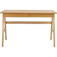 Miliboo - Design-Schreibtisch mit 2 Schubladen aus hellem Hevea-Holz L120 cm BROOK