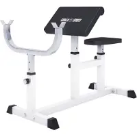 Gorilla Sports Curlbank - 96 x 65 x 83-103 cm, bis 200 kg Belastbar, Sitz, Curlpult und Hantelablage 5-fach verstellbar, Rutschfesten Füßen - Curl Hantelbank, Scottbank, Bizepsbank, Curl-Maschine