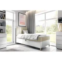 Fun-Möbel Boxspringbett Gästebett Kinderbett HELVI Nr.1 100x200cm Weiss-Beige