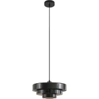 LINDBY Hängelampe Tivra, schwarz glänzend, Ø 35cm, Metall
