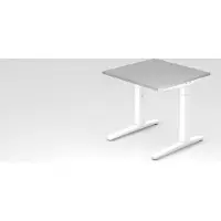 Proregal - Büromöbel mit top Leistungsdaten Schreibtisch Mika | Grau | Weißes Gestell | BxT 80x80cm | Arbeitshöhe 65-85cm | höhenjustierbar, 1cm Raster | C-Fuß-Gestell | Rechteckform