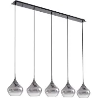 LUCANDE Hängeleuchte Jarven, 5-flammig, schwarz, Glas