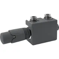 LuxeBath Ventil-Armaturen Set Multiblock, Anthrazit, Universal Eck- und Durchgangsform inkl. Thermostatkopf mit Mittelanschluss