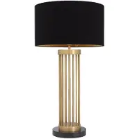 Casa Padrino Luxus Tischleuchte Antik Messingfarben / Schwarz Ø 45 x H. 83 cm - Moderne Metall Schreibtischleuchte mit Marmorsockel und rundem Lampenschirm - Wohnzimmer Lampe