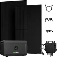Growatt Powerness Balkonkraftwerk mit Speicher 2048Wh NOAH 2000 Speicher mit 800W Mikrowechselrichter und 1000W Full Black Bifaziale Solarmodule 0% VAT