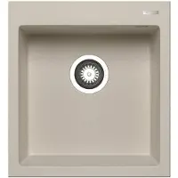 Pyramis Spüle ISTROS 46x50 in DARK BEIGE mit Excenterbedienung / Granitspüle / Steinspüle / Ausschnitt 440 x 480 mm