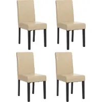 Chefgastro 4er-Set Esszimmerstuhl Stuhl Küchenstuhl klassisch und zeitlos | HxBxT 90x43x56cm | Sitzhöhe 45cm | Leder | Creme dunkle Beine