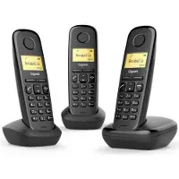Gigaset A170 Trio, Analoges/DECT-Telefon, Kabelloses Mobilteil, 50 Eintragungen, Anrufer-Identifikation, Schwarz