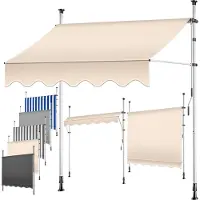 Kesser Klemmmarkise mit Handkurbel Balkon, Balkonmarkise ohne Bohren, UV-beständig höhenverstellbar wasserabweisend , Sonnenschutz, Terrassenüberdachung , einfache Montage