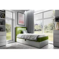 Fun-Möbel Boxspringbett Gästebett Kinderbett FABIAN Nr.1 90x200cm Weiss-Grün