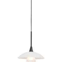 Steinhauer Pendelleuchte Tallerken 1-flammig Leuchte schwarz matt / Glas weiß matt / Transparent matt 18x18cm