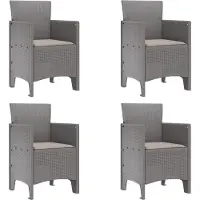 vidaXL Möbel 4 Stück Gartenstühle mit Kissen in Hellgrau aus Poly-Rattan - Gartenstühle 847484
