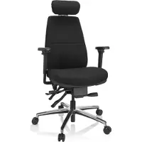 Hjh OFFICE Profi Bürostuhl PHOENIX PRO I Ergonomischer Schreibtischstuhl mit Armlehnen (höhenverstellbar) Stoff Schwarz Drehstuhl für Büro, Zuhause