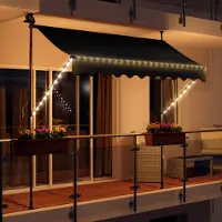 Swing&Harmonie LED - Markise mit Kurbel 200cm Breit Klemmmarkise Balkonmarkise Sonnenschutz Terrasse Balkon - 200x150cm - anthrazit