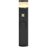 LUCANDE LED-Sockellampe Corban, grau, Steckdosen, IP44