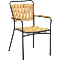 DELUKE Gartenstuhl 4er Set MARTA - Teak, Schwarz | Stapelstuhl Wetterfest Gartenstühle Outdoor Essstühle