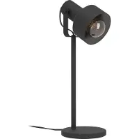 Eglo Tischlampe Casibare, Tischleuchte industrial, monochrom, Nachttischlampe aus Metall in Schwarz, Wohnzimmerlampe, Lampe mit Schalter, E27 Fassung