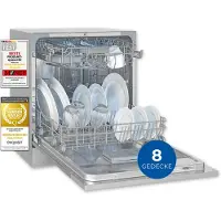 Exquisit Geschirrspüler GSP5508-030D silber | Spülmaschine 55 cm | ECO-Modus | Maßgedecke: 8 | Tischgerät