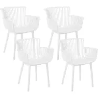 Beliani Stühle 4er Set in Weiß aus Kunststoff für Innen- und Außenbereich Geeignet Moderner Stil Plastik Gartenstühle für Garten Terrasse Esszimmer