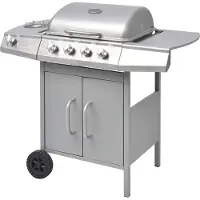 vidaXL Gasgrill 4+1 Flammen Silbern