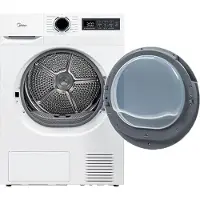 Midea MD110H80B-D, Freistehend, Frontlader, Wärmepumpe, Weiß, Tasten, Drehregler, Rechts
