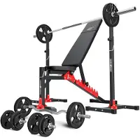 Marbo-sport Marbo Sport Set MH19_111KG_KIER_G 2.0 | verstellbare Hantelbank + höhenverstellbarer Hantelständer + Stangen- und Hantelscheiben gummiert Set 83 kg | EU