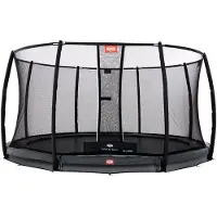 Berg Trampolin InGround "Champion" mit Sicherheitsnetz Deluxe, 330 cm, Randbezug Grau