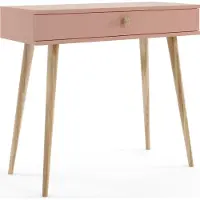 Bettso Schminktisch Konsolentisch mit Schublade auf hohen Holzbeinen für Schlafzimmer, Jugendzimmer 90 x 80 cm IKON Rosa