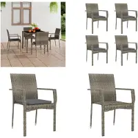 vidaXL Gartenstühle mit Kissen 4 Stk. Poly Rattan Grau - Gartenstuhl - Gartenstühle - Gartenmöbel - Outdoor Möbel