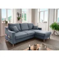 Benformato Ecksofa Valentina mit Bettkasten in verschiedenen Farben erhältlich Mikrofaser : Blau Designer-Farben: Blau