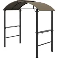 Youjia BBQ Grillpavillon 1,1 x 2,3m wetterfest mit Polyesterdach und Seitenablagen für Grills bis 100 cm Stahl Khaki