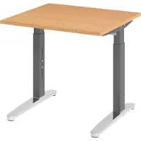 Bümö Schreibtisch Serie-XB - Nachbildung: Buche, Größe: 80 x 80 cm, Gestell: Graphit/Alu poliert