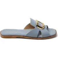 Lazamani Pantoletten Damen Blau Wildleder