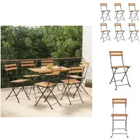vidaXL Bistrostühle 6 Stk. Klappbar Massivholz Teak und Stahl - Gartenstühle